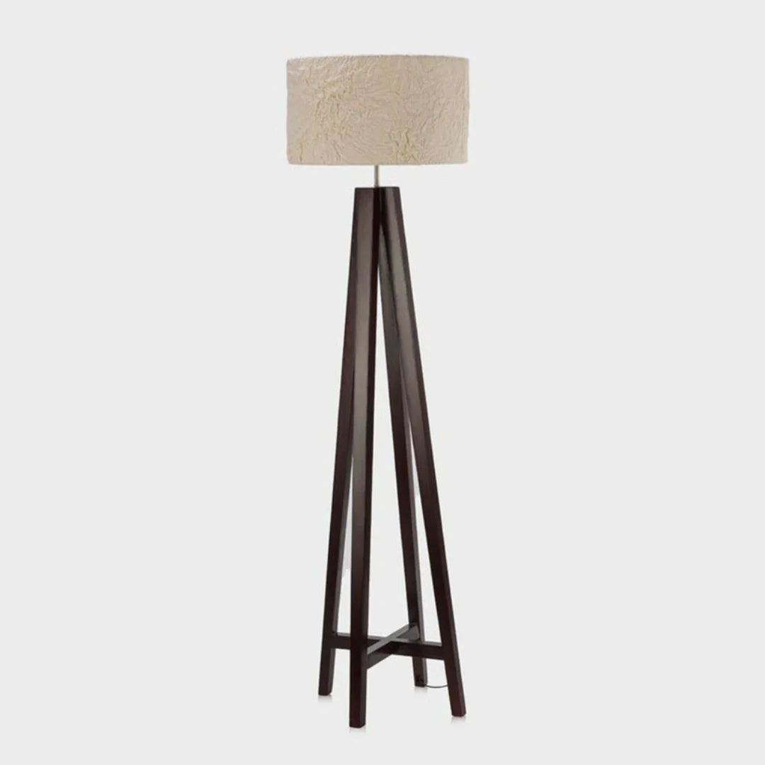 Hercules Phoenix Floor Lamp full view showing its crushed banana-fibre paper shade and tactile texture
