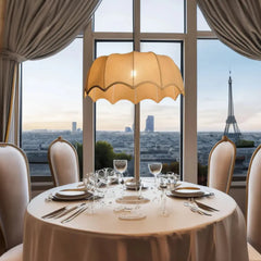 Fabric Hanging Light with a view from the window