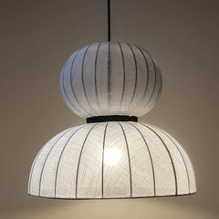 Close look of Ivory Cotton Fabric Pendant Light