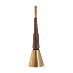 Decorative Stepbell made of brass and dark brown wooden design on a white background 
