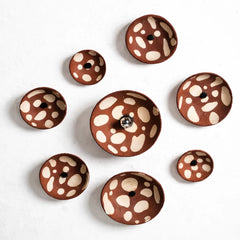 Galilea Wall Light Set of light features Brown buttons with white polka dot pattern made of clay