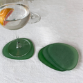 Green Frosted Glass Coasters Set of 4