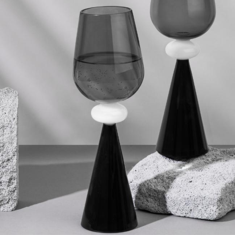 Black twilight wine glasses by Glass Forest