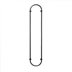 A sleek black LED wall lamp with a minimalist design and curved pipes, emitting a soft glow.