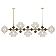 Decorative Multi-Light Chandelier with glass shades and gold accents 