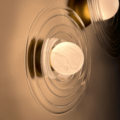 Ripple textured stone wall sconce, handmade stone wall light