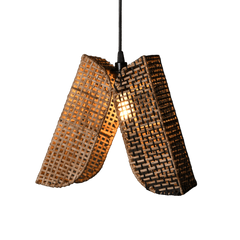 Akito Cane Pendant Lamp hanging and glowing