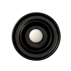 Discus Wall Light Black – reclaimed teak wood circular wall sconce with warm LED glow