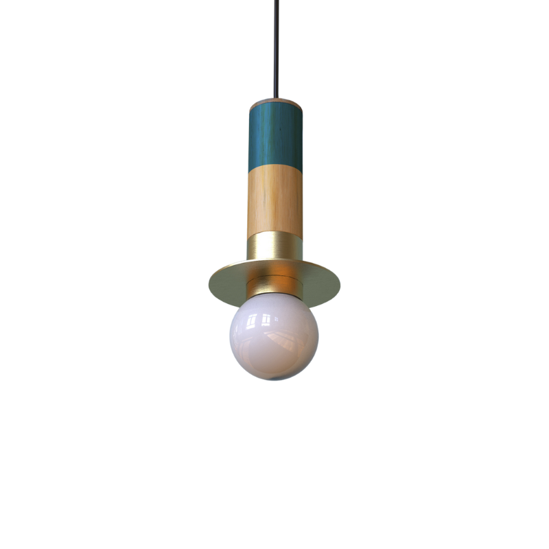 Pendant light with a Handcrafted bamboo and white bulb