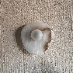 Cream-Toned Aureole Alabaster Stone Wall Light with Premium Quality