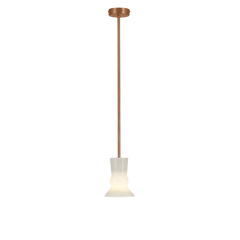 Designer pendant lamp with a alabaster white diffuser and a sleek steel cable