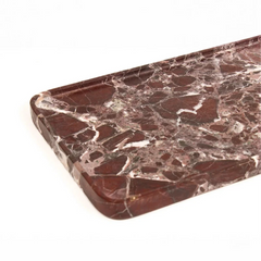 Focal Tray - Large - Close-Up of Burgundy Marble Surface and Rounded Corner