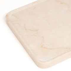 Focal Tray - Large - Close-Up of Cream Marble Corner with Soft Golden Veining