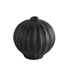 Black textured Opus Vase on a white background