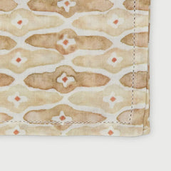Mosaic Sand Cotton Table Napkins close-up of lattice print and hem-stitch on cotton voile