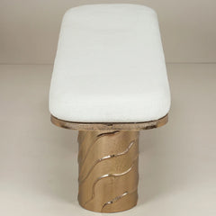 Sylas Bench with sculptural antique brass legs