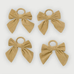 Sand Velvet Napkin Rings Set of 4 cotton micro-velvet bows, flat lay