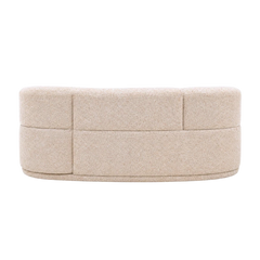 Velune 3 Seater Swivel Sofa back view showing the rounded off-white boucle rear profile