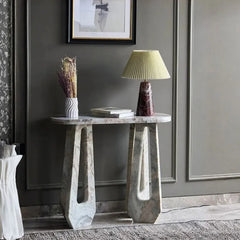 Alden Console - Side Angle with Table Lamp, Vase and Books
