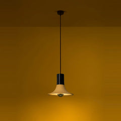 Wine Pendant Light black version lit with warm glow, full view