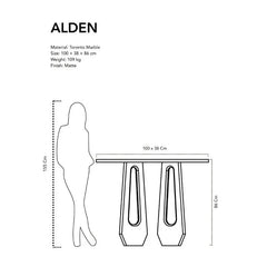Alden Console - Dimension Diagram, 100 x 38 x 86 cm Toronto Marble