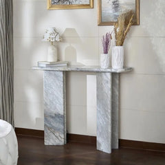 Orml Console - Side Angle in Bright Room with Dried Florals and Books