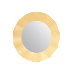Ripple Mirror with wavy scalloped iron frame and round mirror glass
