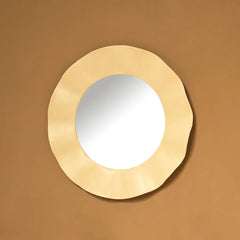 Round gold Ripple Mirror
on a brown background