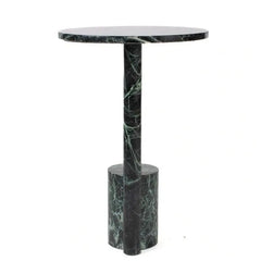 Osst Side Table - Side Profile on White Background, Single Column on Round Base