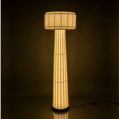 Domus Floor Lamp, full view illuminated showing warm diffused glow
