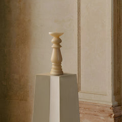 Modern - Pillar Candle - Cashew - Non Scented, pillar on a stone plinth in a classical interior