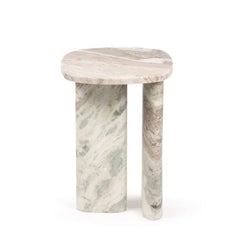 Eera Side Table - Front View on White Background, Rounded Top and Two Column Legs