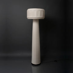Domus Floor Lamp Large, lampshade fabric and metal with cylindrical design on a black background