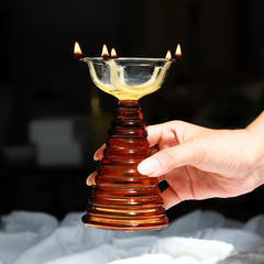 Tall Glass Diya in amber color by Muun Homes