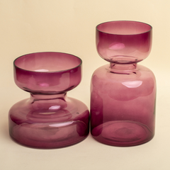 Lilac Coloured Glass Vase in 2 different size and shape