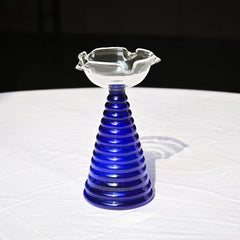 Blue Tall Glass Diya for traditional celebrations.
