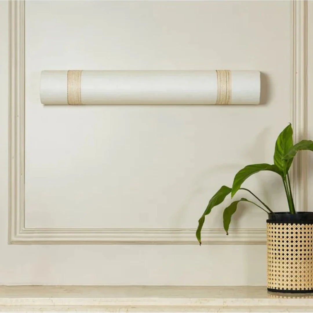 Mara wall light banana fibre tube cover off-white on white wall