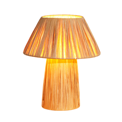 Petite Table Lamp with woven design and warm ambient glow by fig living