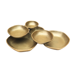 Set of five gold Comet Bowls made of aluminum 