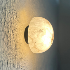 Side look of Round Alabaster Marble Wall Light