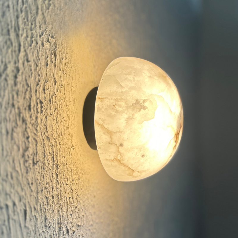 Round Alabaster Marble Wall Light