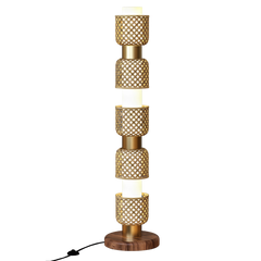 Premium Metamorphosis Floor Lamp bamboo woven design with warm lighting