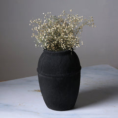 Paper Mache Vase in black with dried flowers