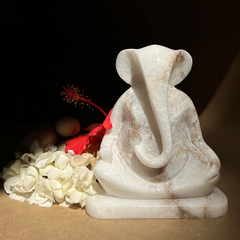 White Alabaster Marble Statue of Lord Ganesha