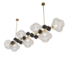 Luxury chandelier with glass bubbles and black accents