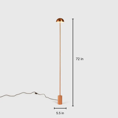 Copper Mushroom floor lamp with dimensions