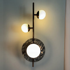 Wall Sconce in living-room setting, sleek modern wall light with minimal mounting and soft diffused light