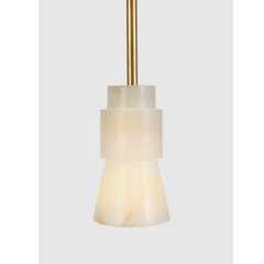 Designer alabaster Pendant light in gold finish with marble-like shade