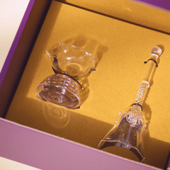 Glass bell set with bell and short diya in a gift box
