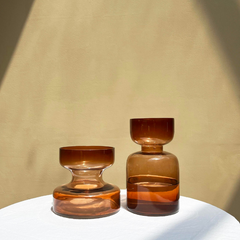 Unique stylish Haze Brown Glass Vase in tall and small size